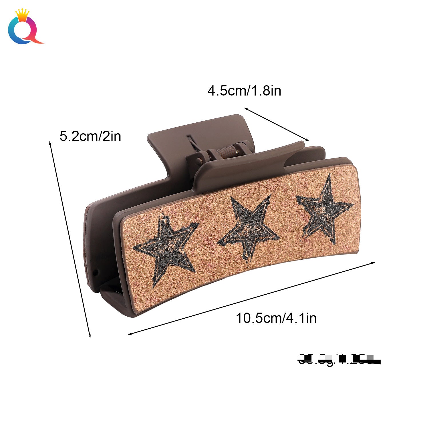 Wholesale Leather Leopard Retro Square Clip Cashew PU Shark Clip