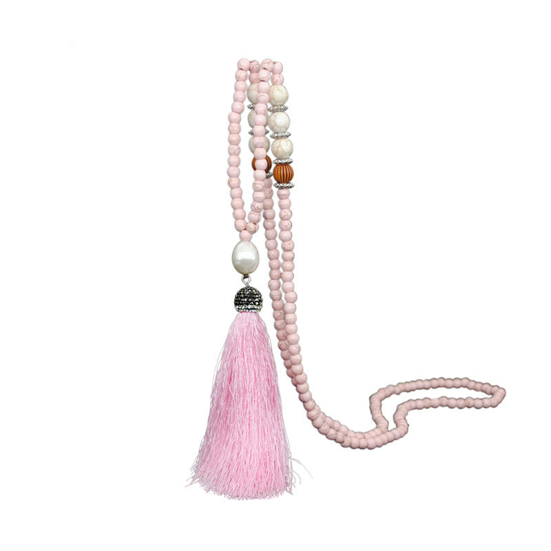 Wholesale Pearl Full Diamond Silk Thread Tassel Necklace Sweater Chain