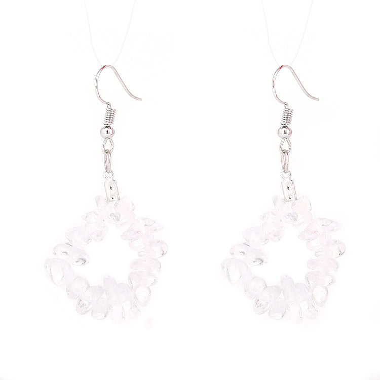 Wholesale TikTokLive Amethyst Simple Multicolor Natural Gravel Beaded Earrings