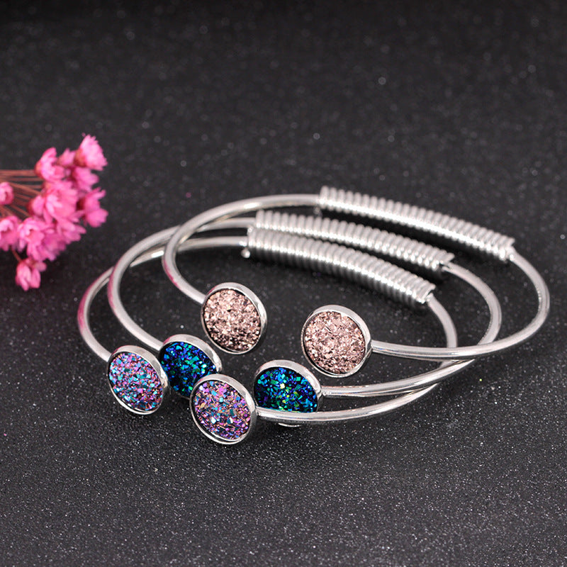 Wholesale Metal Frosted Sequins Adjustable Bracelet