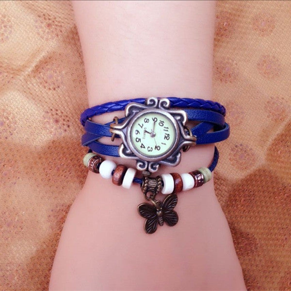 Wholesale Forest Women Butterfly Leather Bracelet Watch