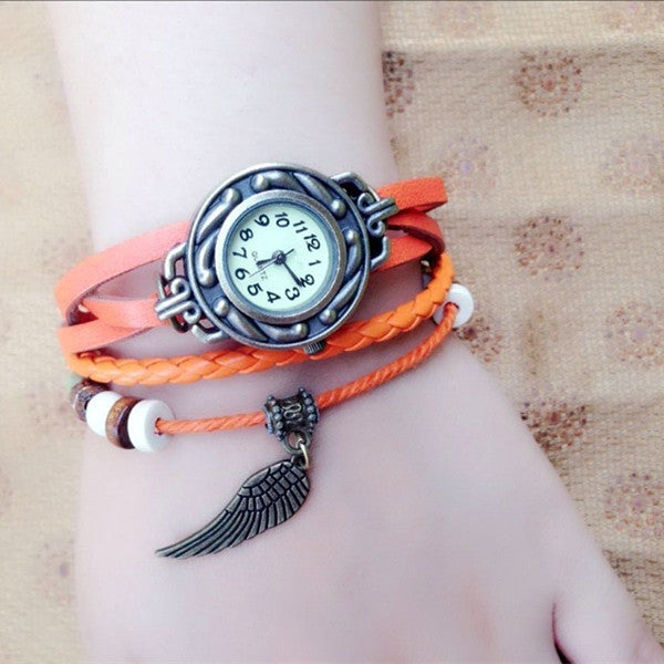 Wholesale Forest Women Butterfly Leather Bracelet Watch