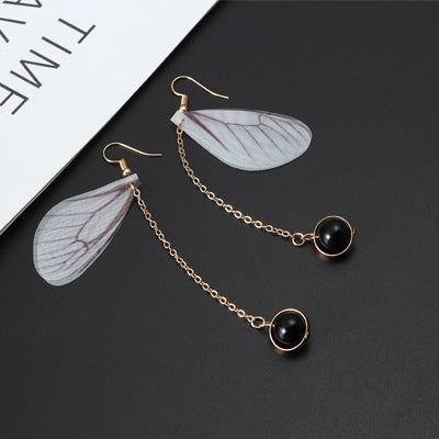 Wholesale Vintage Pearl Tulle Butterfly Wing Earrings