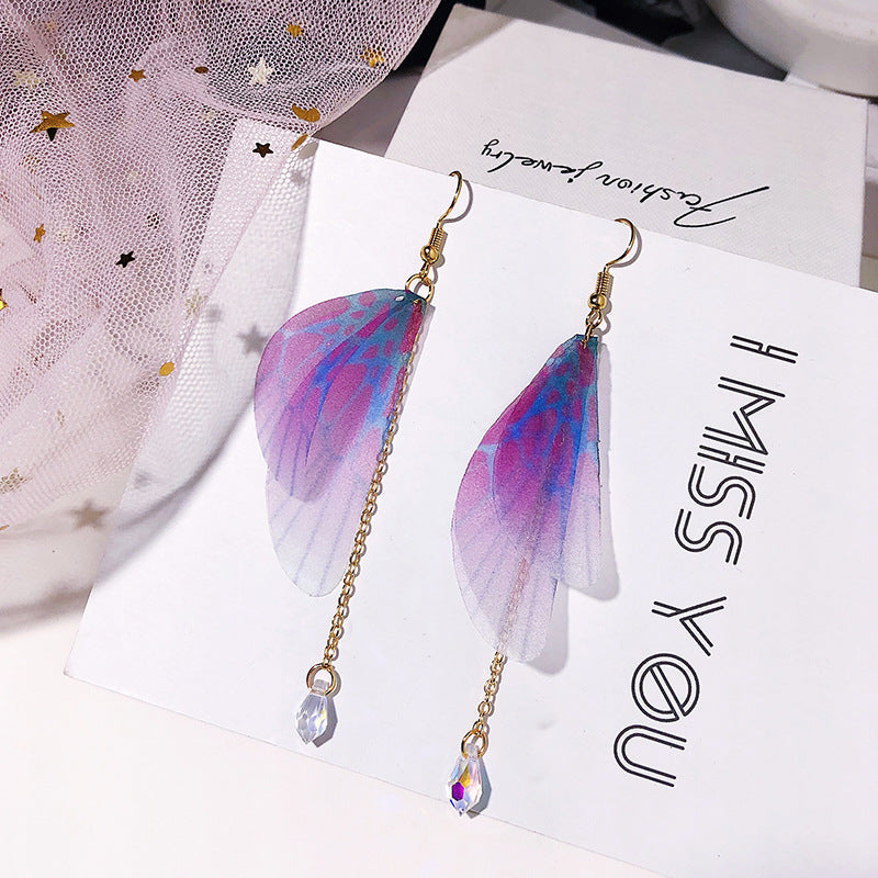 Wholesale Vintage Pearl Tulle Butterfly Wing Earrings