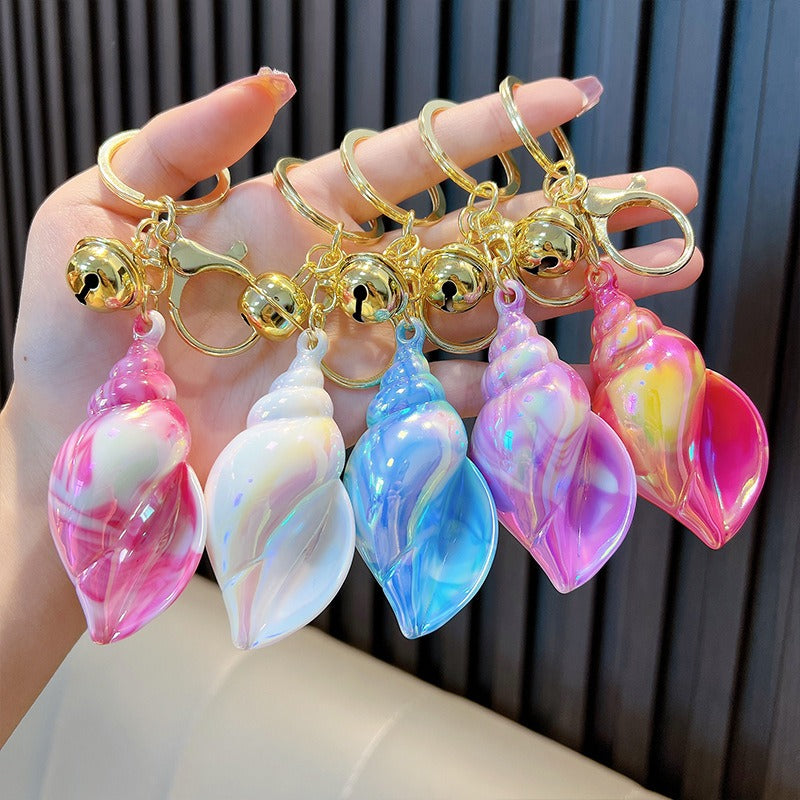 Wholesale Color Plated Large Conch Electroplated Colorful Acrylic Key Chain