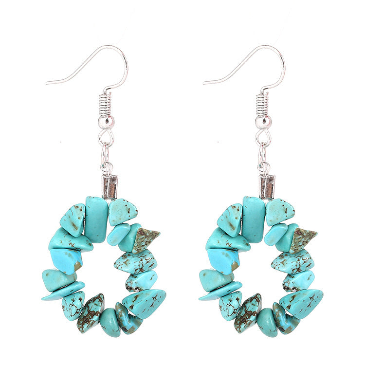 Wholesale TikTokLive Amethyst Simple Multicolor Natural Gravel Beaded Earrings