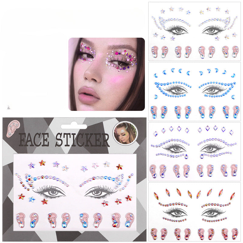 Wholesale Pearl AB Acrylic Diamond Combination Face and Ear Stickers
