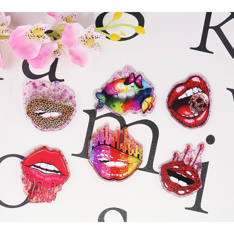 Wholesale 10pcs Cartoon Lips Letters Acrylic DIY Patches