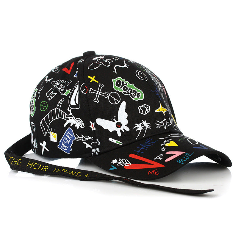 Gorra de béisbol con estampado de graffiti de algodón al por mayor