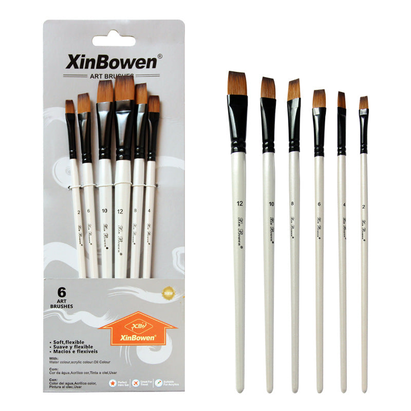 Wholesale 2-color Nylon Fur 6-piece Pearl White Watercolor Brush Set