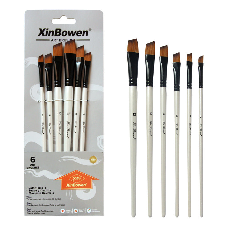 Wholesale 2-color Nylon Fur 6-piece Pearl White Watercolor Brush Set