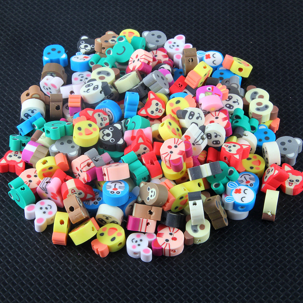 Wholesale 100pcs/pack Cartoon Animals Soft Pottery Sliced Beads