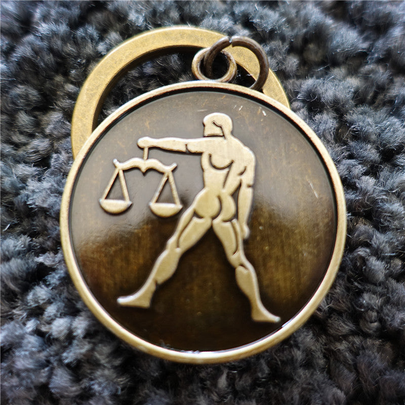 Wholesale 12 Constellations Retro Metal Keychains