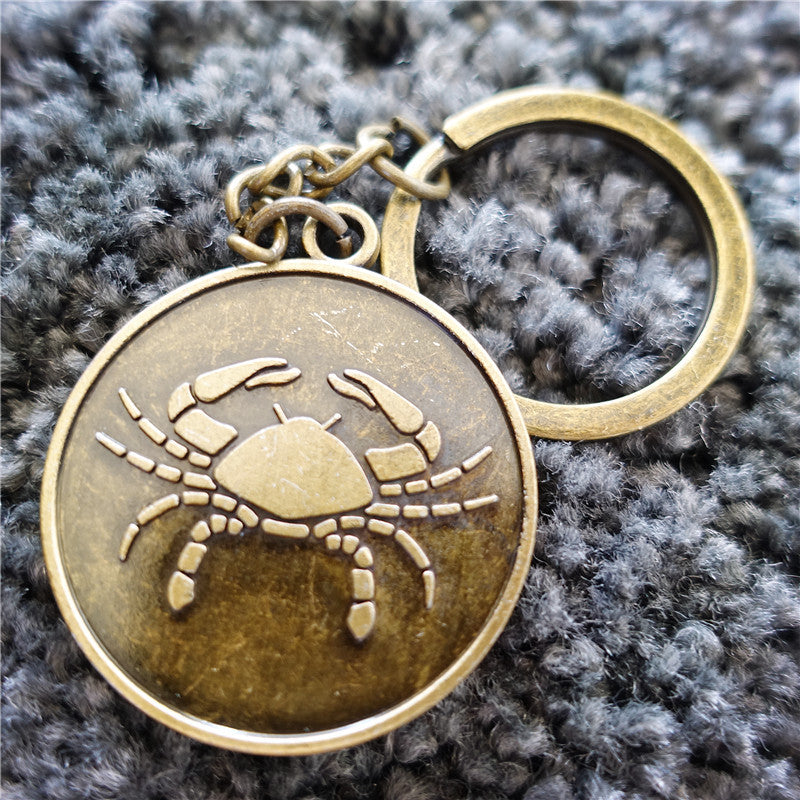 Wholesale 12 Constellations Retro Metal Keychains