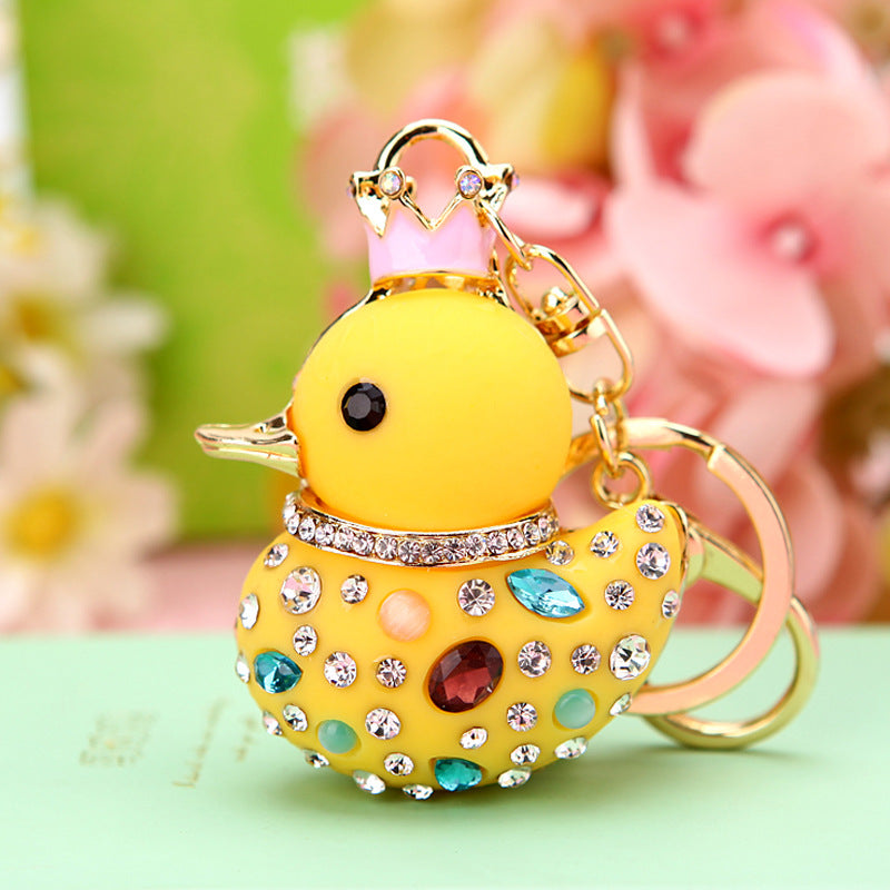 Wholesale Chic Swan Rhinestone Car Keychain Bag Charm Metal Key Ring For Women Wedding Gift Accessory