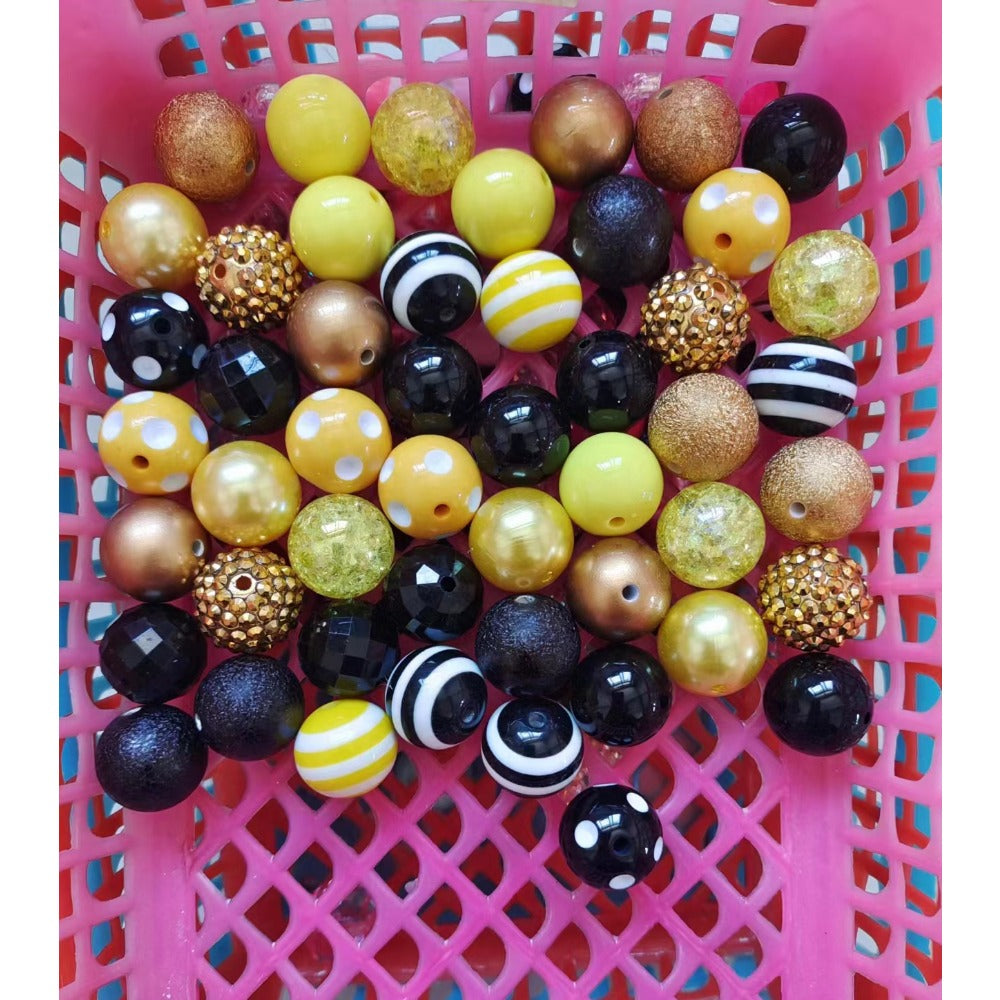 Wholesale 50pcs 20mm Acrylic Yellow Series Assorted Mixed Color Beads