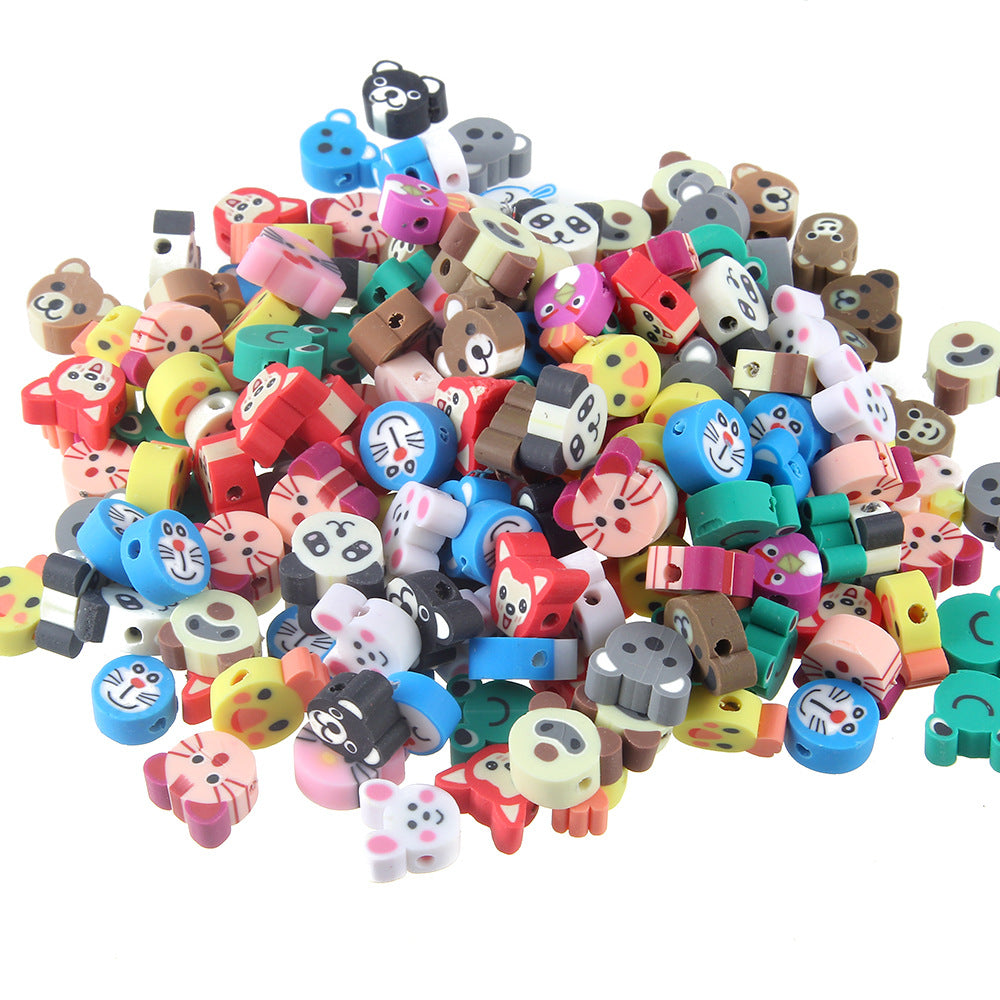 Wholesale 100pcs/pack Cartoon Animals Soft Pottery Sliced Beads