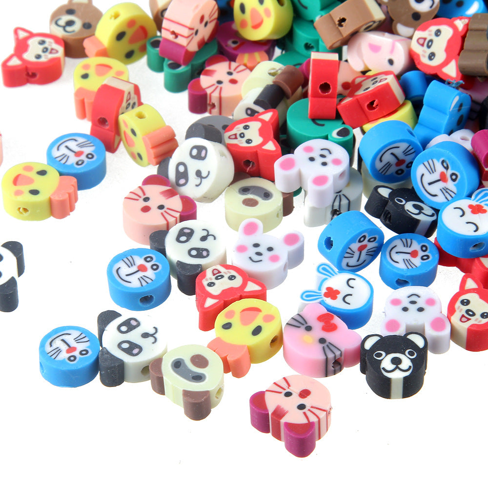 Wholesale 100pcs/pack Cartoon Animals Soft Pottery Sliced Beads