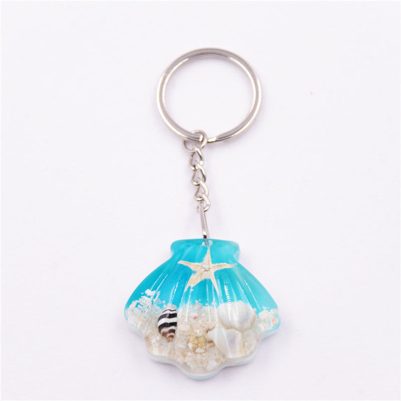 Wholesale 6PCS Shell Shape Luminous Starfish Keychain