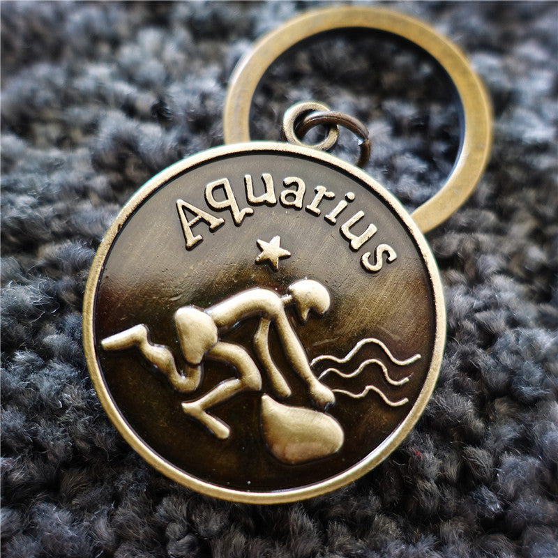 Wholesale 12 Constellations Retro Metal Keychains