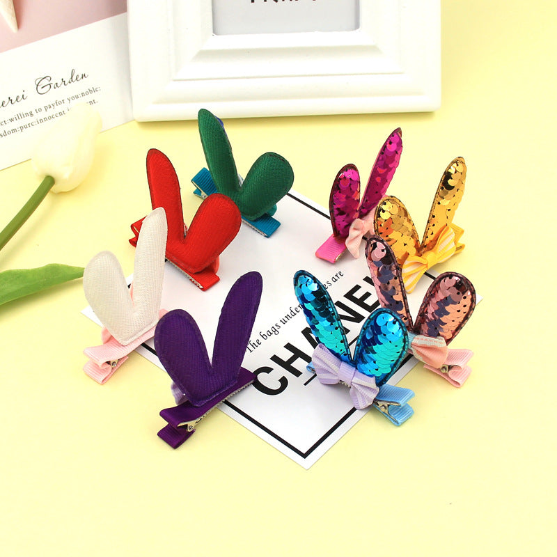 Wholesale Fish Scale Reversed 3D Bow Rabbit Ear Hair Clip