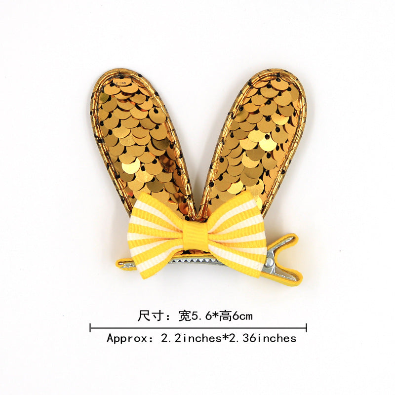Wholesale Fish Scale Reversed 3D Bow Rabbit Ear Hair Clip