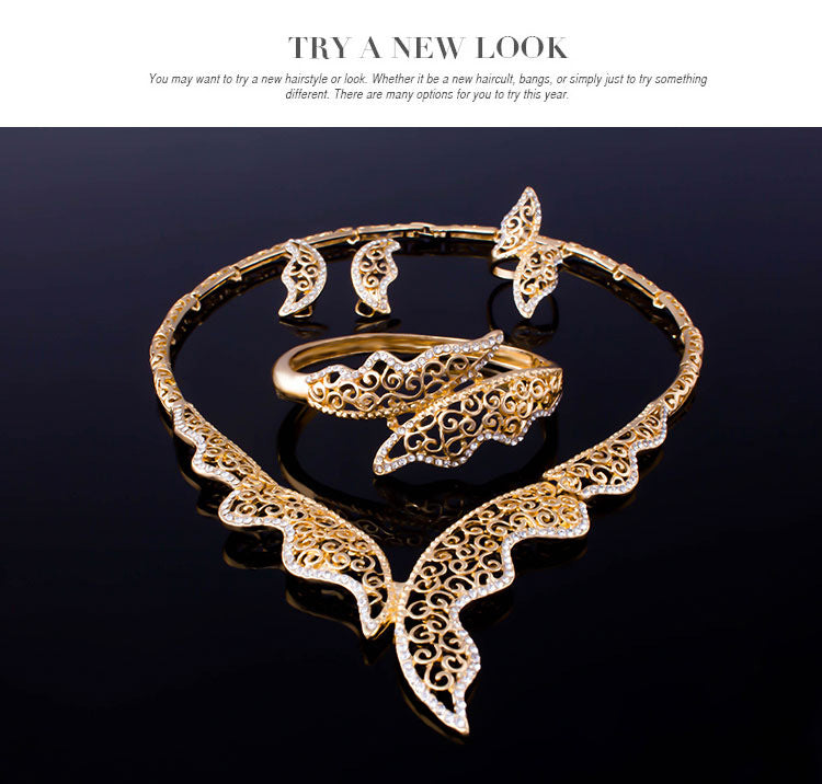 Wholesale Alloy Necklace Earrings Jewelry Set Four Pieces