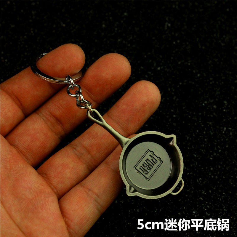Wholesale  Helmet Flat Bottom Pot Backpack Signal Small Gun Keychain Metal Crafts Office Culture