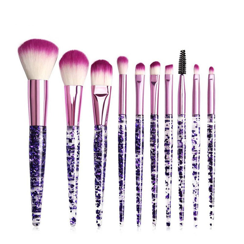Wholesale 10 Clear Crystal Soft Bristle Makeup Brushes