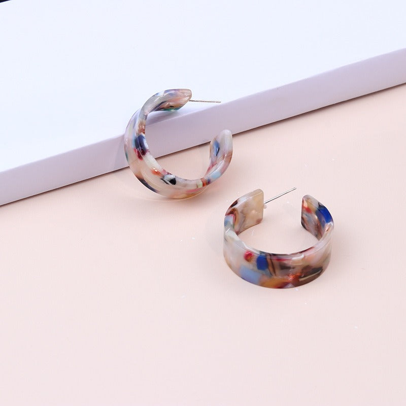 Wholesale Geometric C Circle Acetate Translucent Ripple Earrings