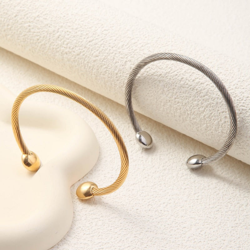 Wholesale Titanium Steel Threaded Opening Adjustable 18K Gold Vacuum Plated Non Fading Trendy Bracelet