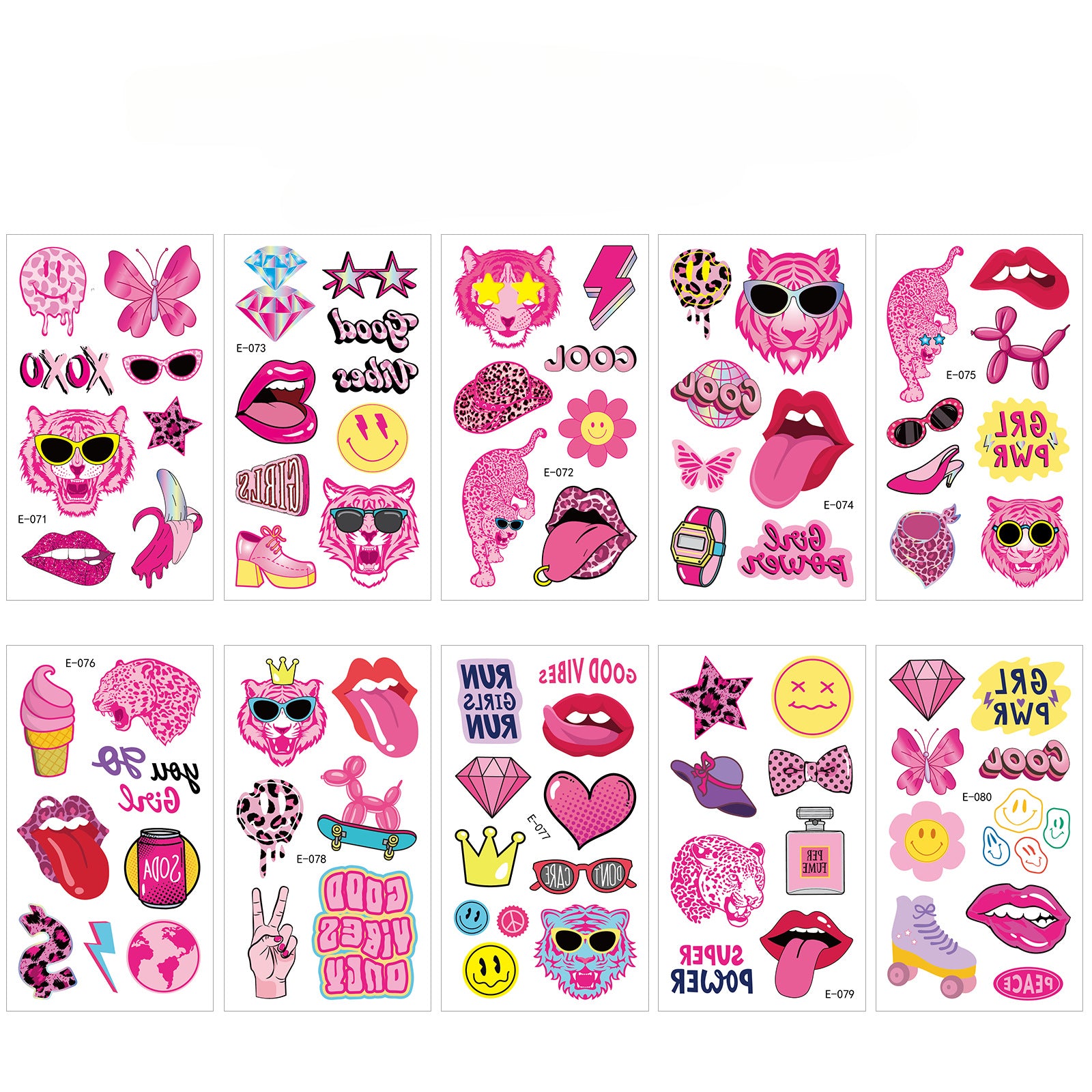 Wholesale 10PCS/SET Pink Western Cowboy Girl Waterproof Tattoo Stickers