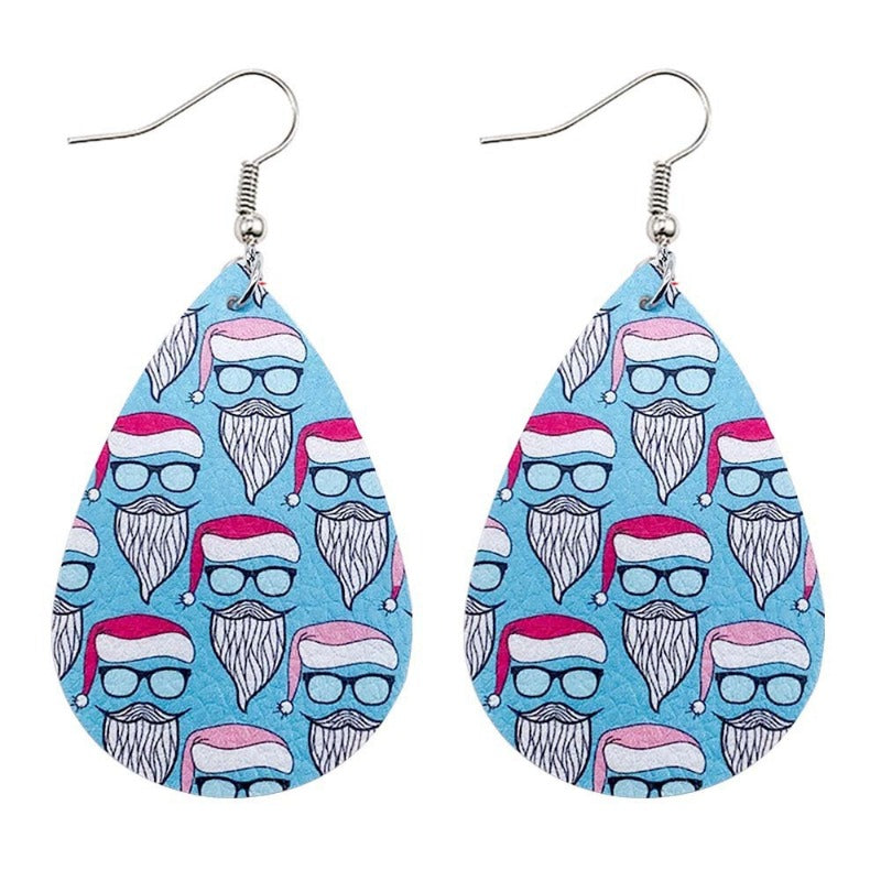 Wholesale Christmas Tree Bell Leather Earrings