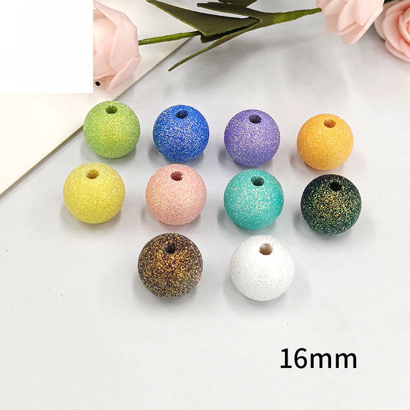 Wholesale 100pcs/pack Sparkling Powder 16mm Round Beads DIY Acrylic Beads