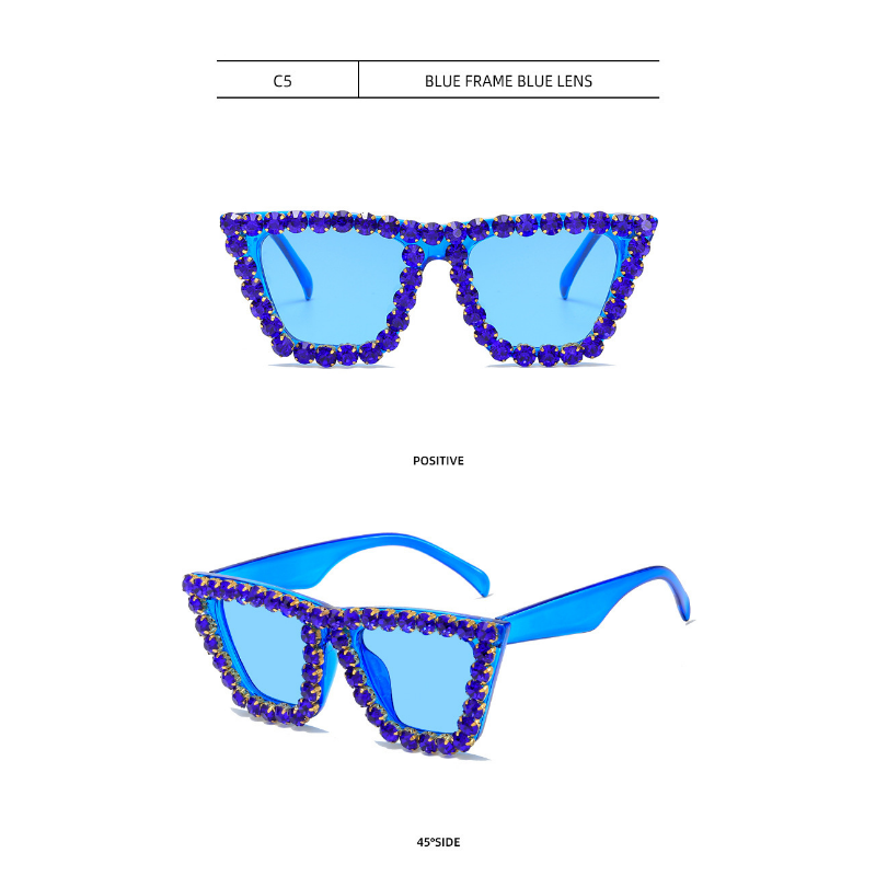 Wholesale Diamond Sticker Fashion Cat Eye PC Sunglasses