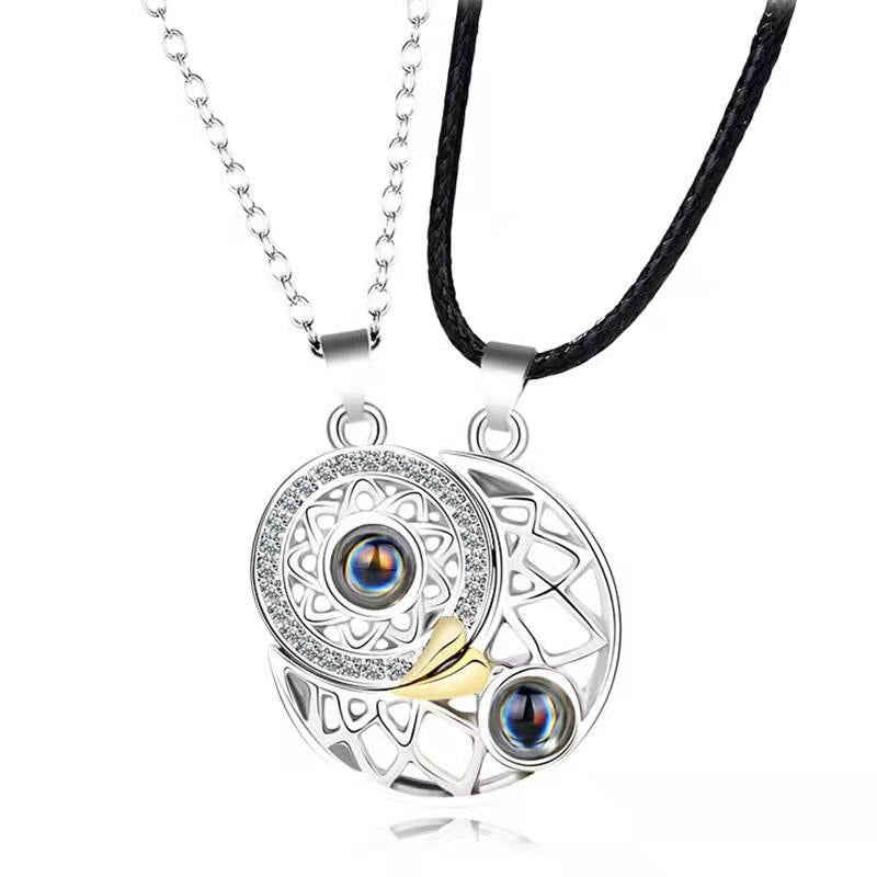 Wholesale Love Sun and Moon Camera Couple Projection Pair of Pendant Magnet Constellation Clavicle Necklaces