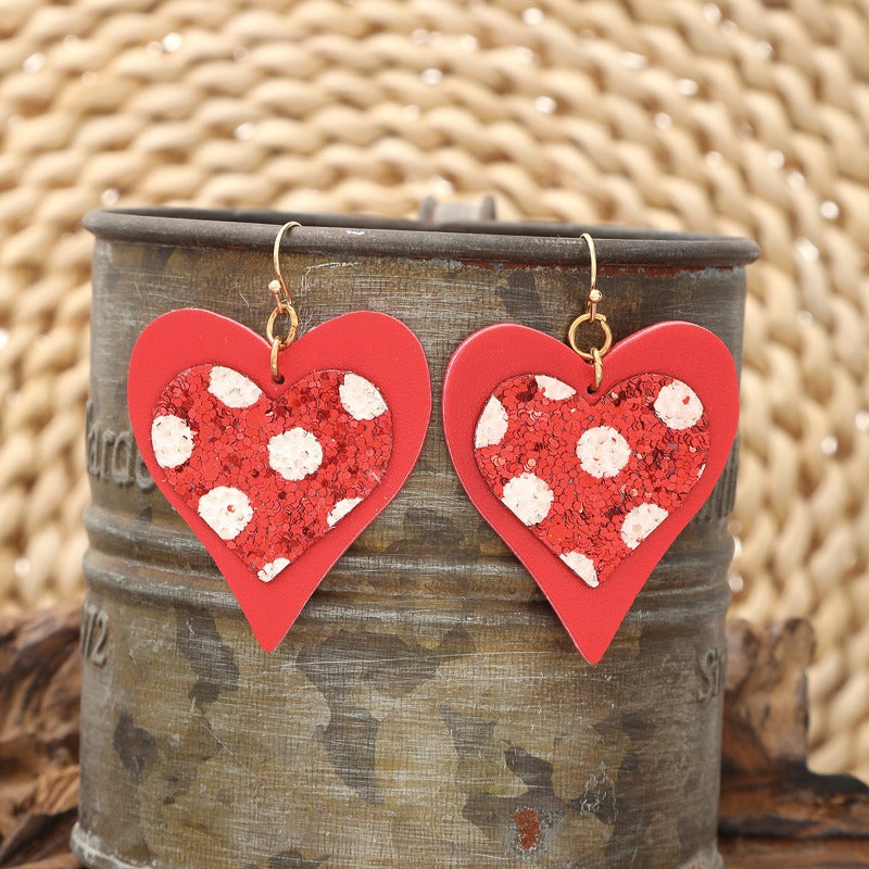 Wholesale Valentine's Day Double Leather Love Earrings