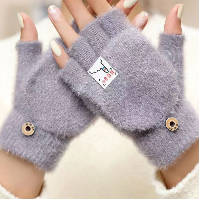 Wholesale New Winter Style Pineapple Style Imitation Cashmere Full Finger Touch Screen Knitted Warm Jacquard Plus Velvet Thickened Wool Gloves