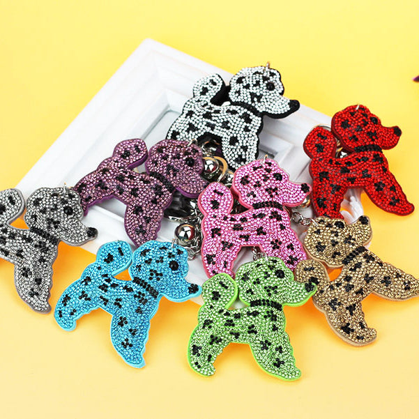 Wholesale Velvet Inlaid Diamond Dual Color Dog Keychains
