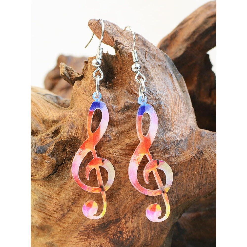 Wholesale Music Note Gradient Acrylic Double Sided Print Earrings