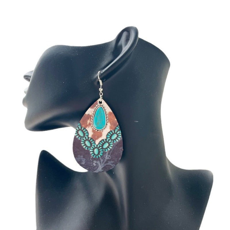 Wholesale Turquoise Pendant Retro Ethnic Style Fashion Bohemian Earrings