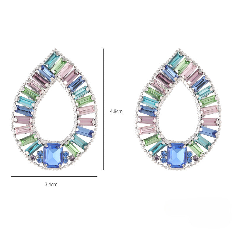 Wholesale Summer Female Colorful Shaped Fashion Glass Diamond Earrings