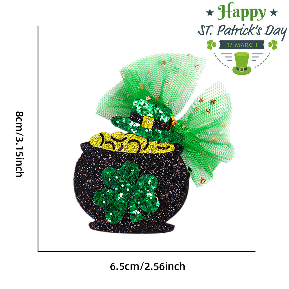 Wholesale Irish Festival Hair Clips Headwear St. Patrick's Day Party Green Mesh Hair Accessories