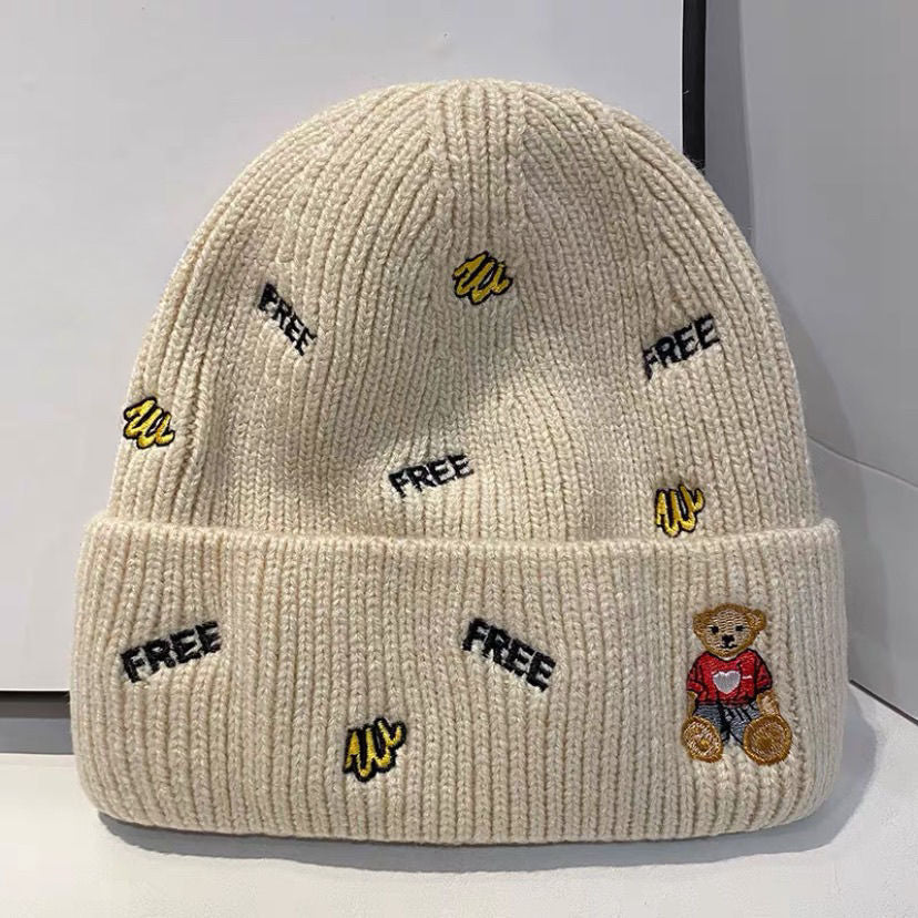 Wholesale Autumn and Winter All-match Letter Embroidered Cartoon Beanie