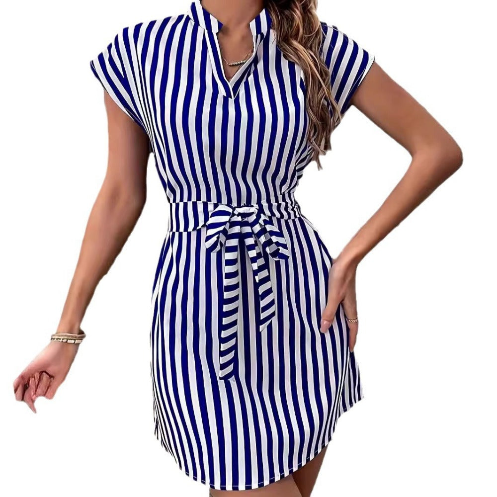 Wholesale Sleeveless Striped Lace-Up Dress