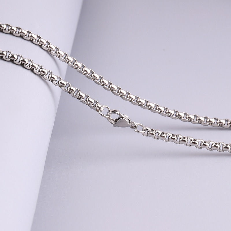 Wholesale Versatile DIY Stainless Steel 18k Gold Plated Chain Bar Titanium Steel Square Pearl Necklaces