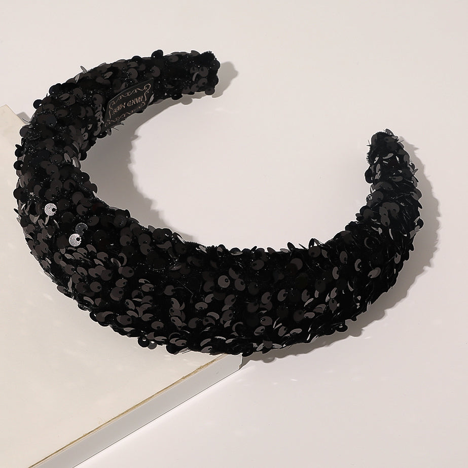 Wholesale Sequin Sponge Wide Edge Hair Hoop