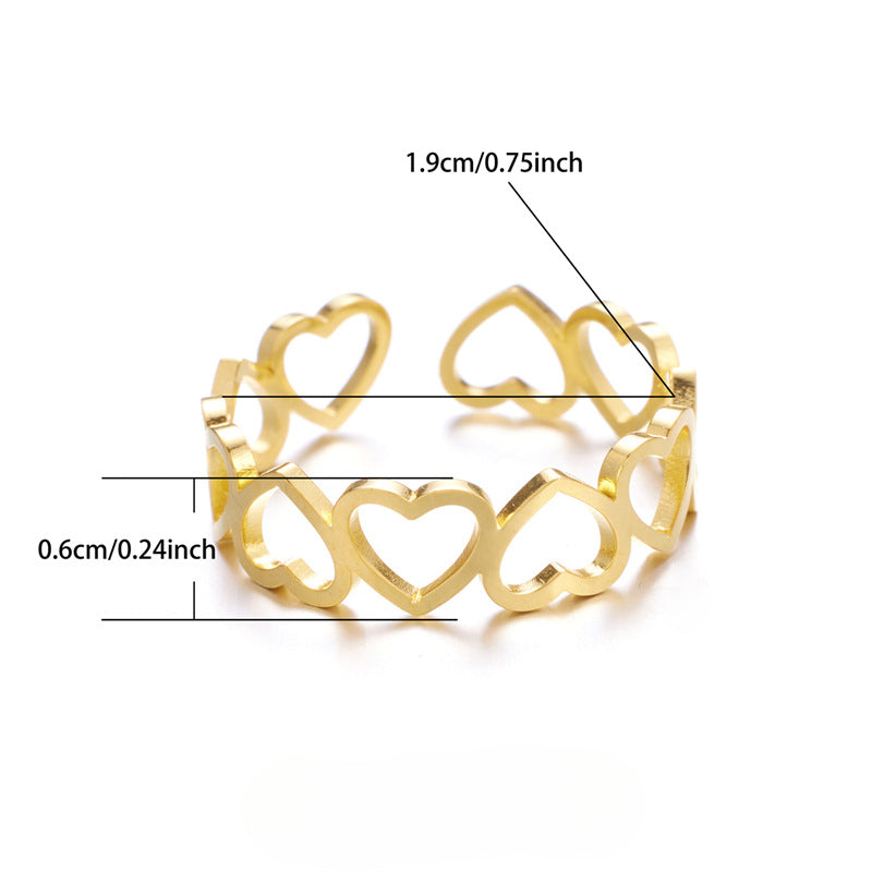 Wholesale 18K Gold Stainless Steel Hollow Heart Opening Ring