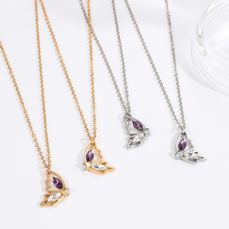 Wholesale alloy butterfly magnetic necklace clavicle chain