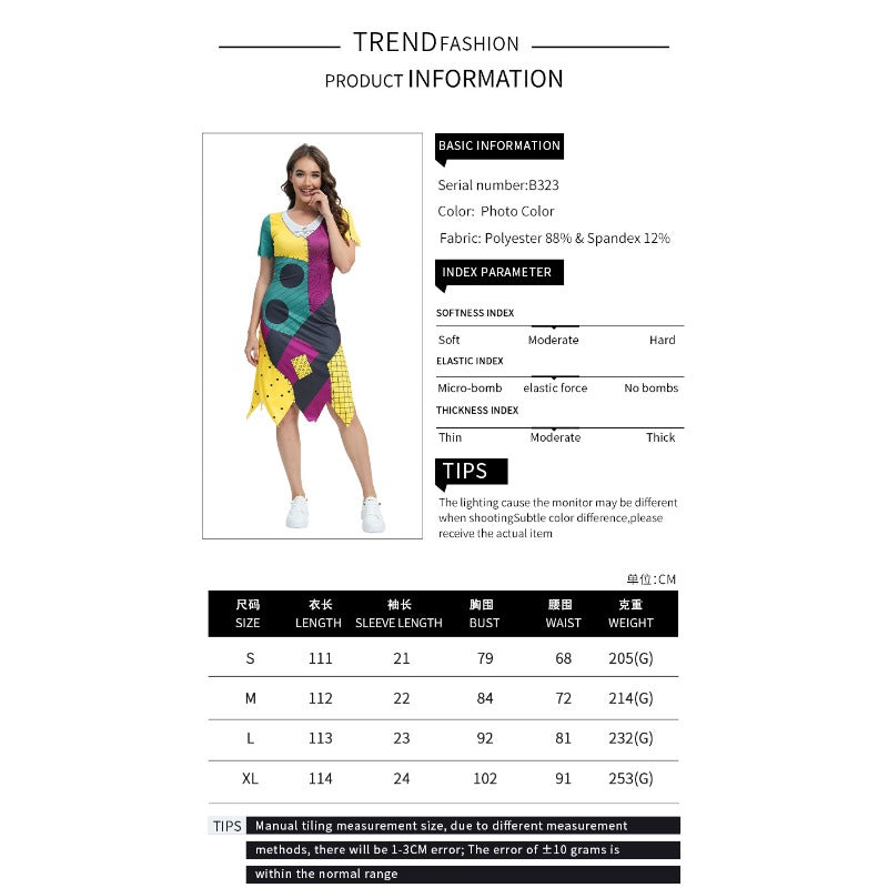 Wholesale Halloween Horror Night Dress Layered 3D Digital Printing Clothing